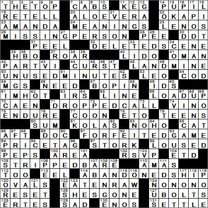 1228-14 New York Times Crossword Answers 28 Dec 14, Sunday