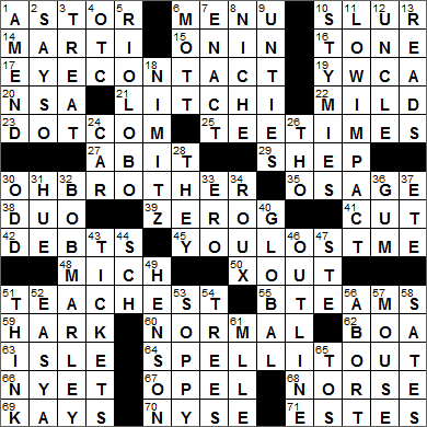1229-14 New York Times Crossword Answers 29 Dec 14, Monday