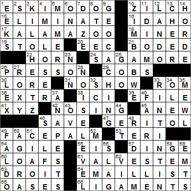0123-15 New York Times Crossword Answers 23 Jan 15, Friday
