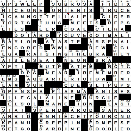 0125-15 New York Times Crossword Answers 25 Jan 15, Sunday