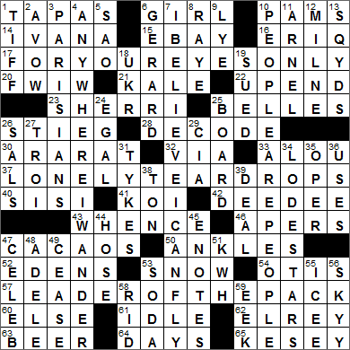 0205-15 New York Times Crossword Answers 5 Feb 15, Thursday