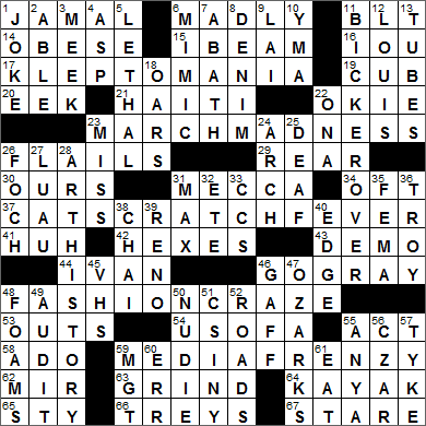 0323-15 New York Times Crossword Answers 23 Mar 15, Monday