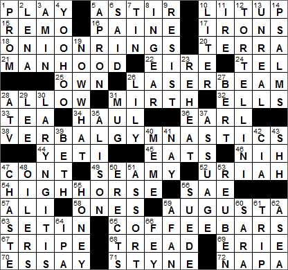 0331-15 New York Times Crossword Answers 31 Mar 15, Tuesday