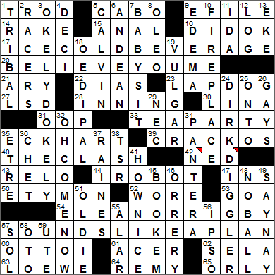 0418-15 New York Times Crossword Answers 18 Apr 15, Saturday