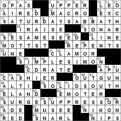 0421-15 New York Times Crossword Answers 21 Apr 15, Tuesday