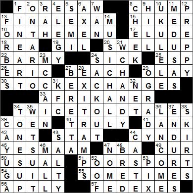 0403-15 New York Times Crossword Answers 3 Apr 15, Friday