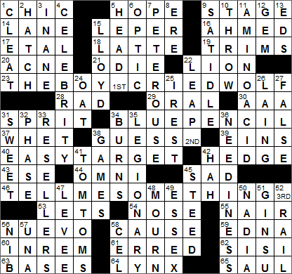 0409-15 New York Times Crossword Answers 9 Apr 15, Thursday