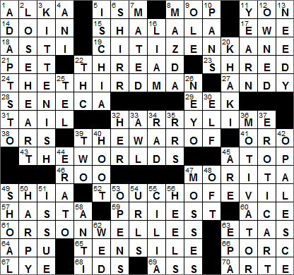 0513-15 New York Times Crossword Answers 13 May 15, Wednesday