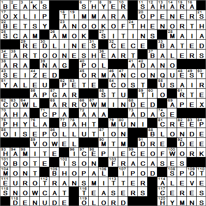 0503-15 New York Times Crossword Answers 3 May 15, Sunday