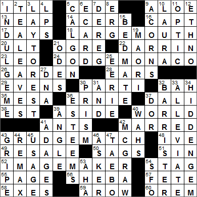 0611-15 New York Times Crossword Answers 11 Jun 15, Thursday