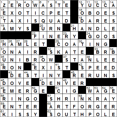 0613-15 New York Times Crossword Answers 13 Jun 15, Saturday
