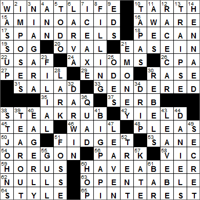 0620-15 New York Times Crossword Answers 20 Jun 15, Saturday
