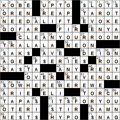 0603-15 New York Times Crossword Answers 3 Jun 15, Wednesday