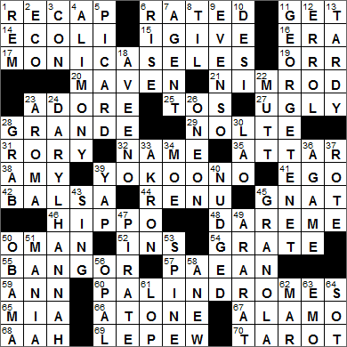 0727-15 New York Times Crossword Answers 27 Jul 15, Monday