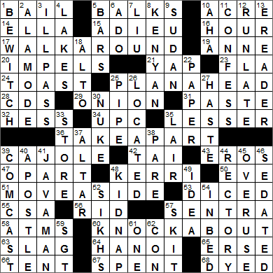 0706-15 New York Times Crossword Answers 6 Jul 15, Monday