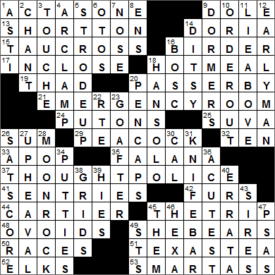 0815-15 New York Times Crossword Answers 15 Aug 15, Saturday