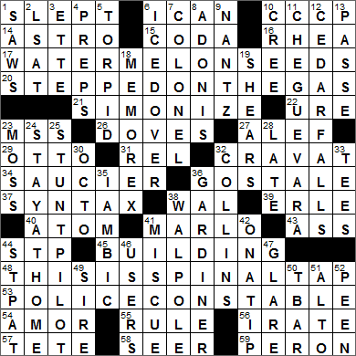 0911-15 New York Times Crossword Answers 11 Sep 15, Friday