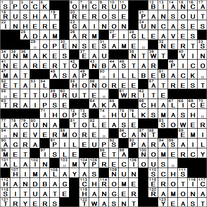 0927-15 New York Times Crossword Answers 27 Sep 15, Sunday