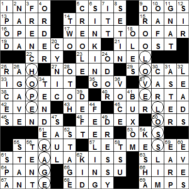 1006-15 New York Times Crossword Answers 6 Oct 15, Tuesday