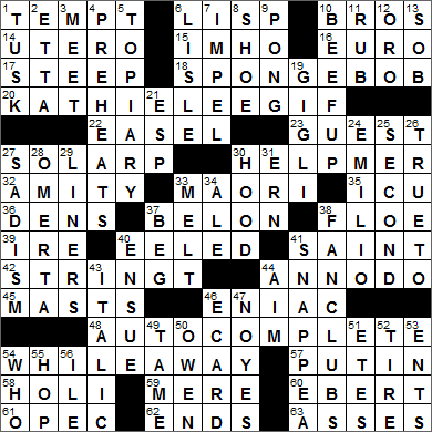 1119-15 New York Times Crossword Answers 19 Nov 15, Thursday