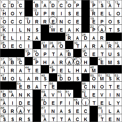 1126-15 New York Times Crossword Answers 26 Nov 15, Thursday