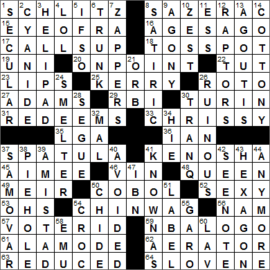 1128-15 New York Times Crossword Answers 28 Nov 15, Saturday