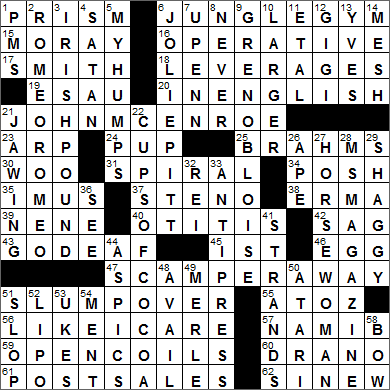 1212-15 New York Times Crossword Answers 12 Dec 15, Saturday
