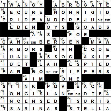 1217-15 New York Times Crossword Answers 17 Dec 15, Thursday