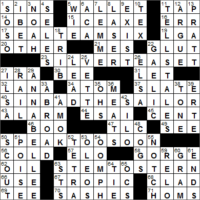 1228-15 New York Times Crossword Answers 28 Dec 15, Monday