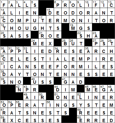 1204-15 New York Times Crossword Answers 4 Dec 15, Friday