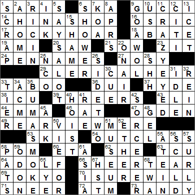 0113-16 New York Times Crossword Answers 13 Jan 16, Wednesday