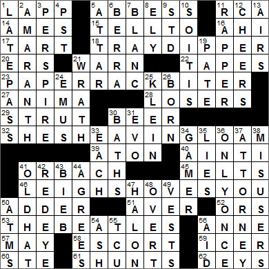 0114-16 New York Times Crossword Answers 14 Jan 16, Thursday