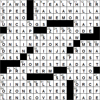 0115-16 New York Times Crossword Answers 15 Jan 16, Friday