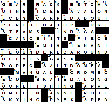 0119-16 New York Times Crossword Answers 19 Jan 16, Tuesday
