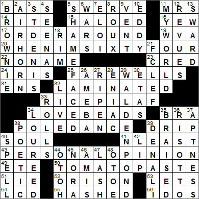 0101-16 New York Times Crossword Answers 1 Jan 16, Friday