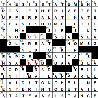 0109-16 New York Times Crossword Answers 9 Jan 16, Saturday