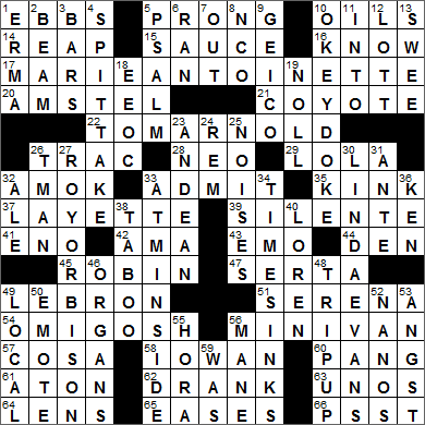0211-16 New York Times Crossword Answers 11 Feb 16, Thursday