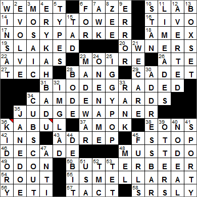 0213-16 New York Times Crossword Answers 13 Feb 16, Saturday