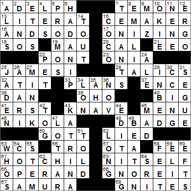 0218-16 New York Times Crossword Answers 18 Feb 16, Thursday