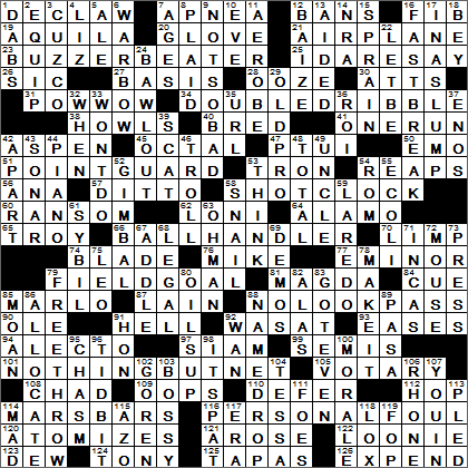 0228-16 New York Times Crossword Answers 28 Feb 16, Sunday