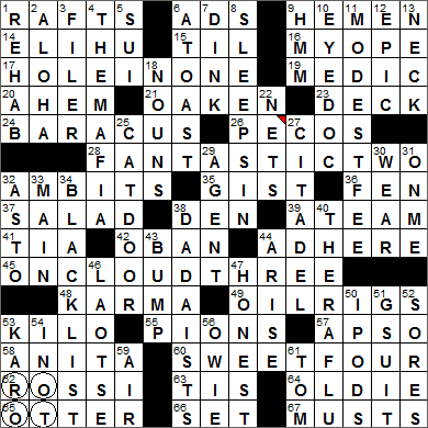 0204-16 New York Times Crossword Answers 4 Feb 16, Thursday