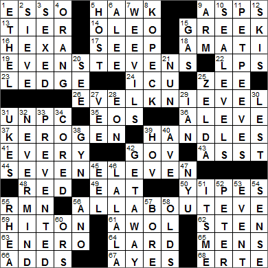 0301-16 New York Times Crossword Answers 1 Mar 16, Tuesday