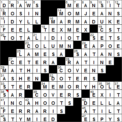 0326-16 New York Times Crossword Answers 26 Mar 16, Saturday
