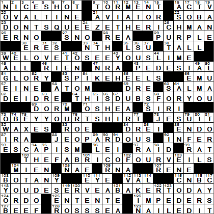 0327-16 New York Times Crossword Answers 27 Mar 16, Sunday