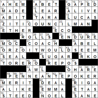 0302-16 New York Times Crossword Answers 2 Mar 16, Wednesday