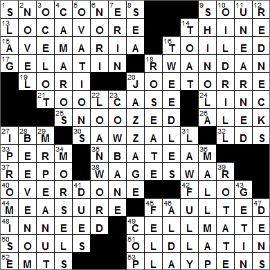 0514-16 New York Times Crossword Answers 14 May 16, Saturday