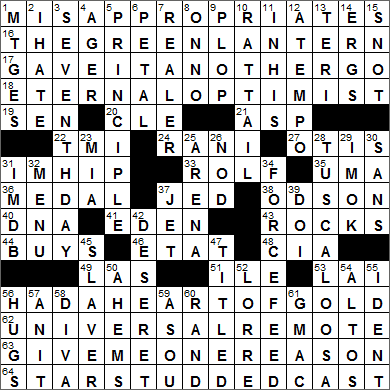 0521-16 New York Times Crossword Answers 21 May 16, Saturday