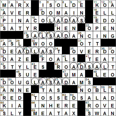 0530-16 New York Times Crossword Answers 30 Mar 16, Monday