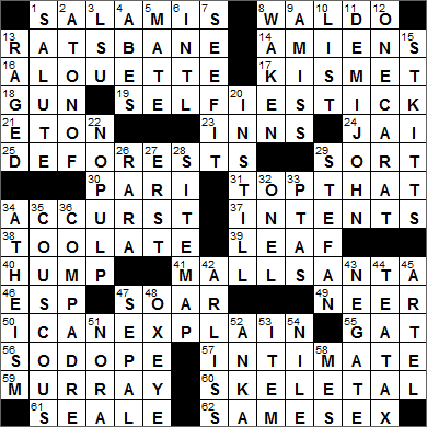 0611-16 New York Times Crossword Answers 11 Jun 16, Saturday