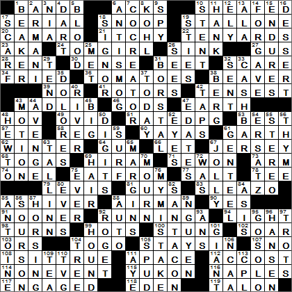0619-16 New York Times Crossword Answers 19 Jun 16, Sunday